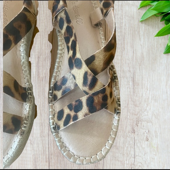Madewell The Malia Espadrille Sandal Leopard Print Calf Hair Size 8 - Picture 3 of 7